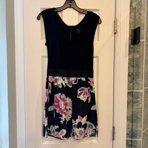 Aqua Black and Pink Floral Dress